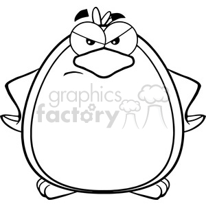 Royalty Free RF Clipart Illustration Black And White Angry Penguin Cartoon Mascot Character clipart. Commercial use image # 395702