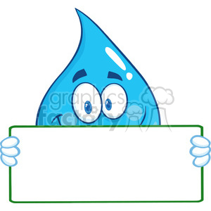 Water Drop Character Holding A Banner clipart.