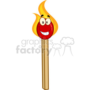 clipart - Royalty Free RF Clipart Illustration Burning Match Stick Cartoon Mascot Character.