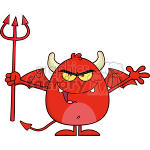 clipart - 8962 Royalty Free RF Clipart Illustration Angry Red Devil Cartoon Character Character Holding A Pitchfork Vector Illustration Isolated On White.