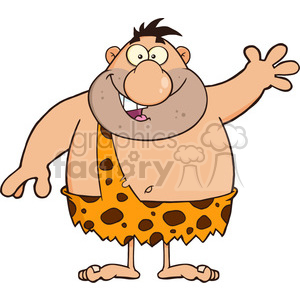 8418 Royalty Free RF Clipart Illustration Funny Caveman Cartoon Character Waving Vector Illustration Isolated On White clipart. Commercial use image # 396323