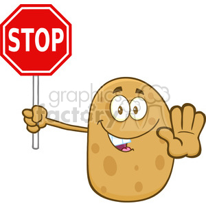 8796 Royalty Free RF Clipart Illustration Potato Cartoon Character Holding A Stop Sign Vector Illustration Isolated On White clipart. Royalty-free image # 396429