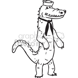 cartoon black+white animal  tattoo gator sailor military alligator sailor+hat