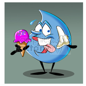 aqua the cartoon water drop eating ice cream cone clipart. Royalty-free image # 397482