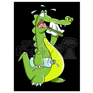 cartoon mascot character crocodile kranky sad hot summer sweating