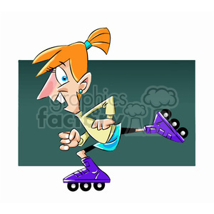 mary the cartoon character roller blading clipart. Commercial use image # 397562