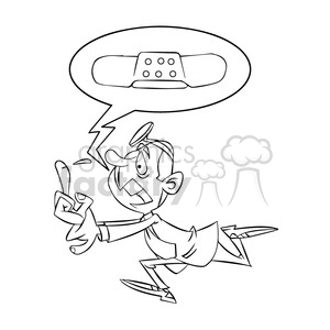 doug the cartoon doctor running for a band aid black white clipart #397602  at Graphics Factory.