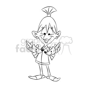 mary the cartoon character holding mouse slippers black white clipart.