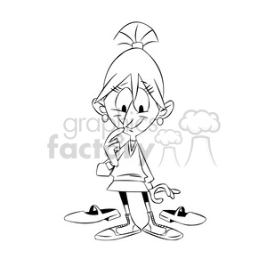 mary the cartoon character trying on shoes black white clipart. Royalty-free image # 397862