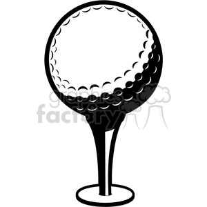 black white vector golf ball on a tee clipart.