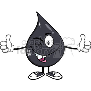 royalty free rf clipart illustration smiling petroleum or oil drop cartoon character winking and holding two thumbs up vector illustration isolated on white background .