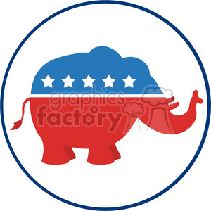 9333 funny republican elephant cartoon character circale label vector illustration flat design style isolated on white clipart.
