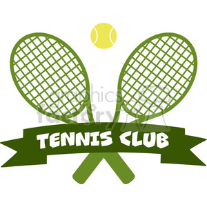 crossed racket and tennis ball logo design green label vector illustration isolated on white and text tennis club clipart.