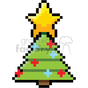 8bit christmas tree vector art clipart. Commercial use image # 400363