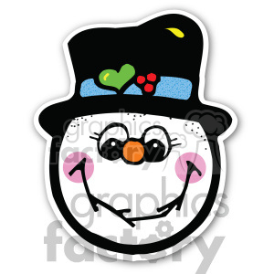 christmas snowman head with shadow sticker