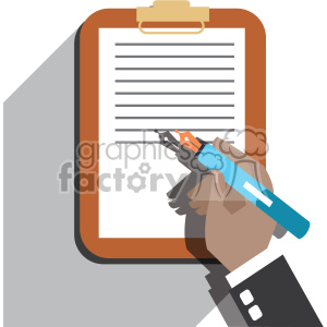 hand signing a contract flat design vector art clipart.