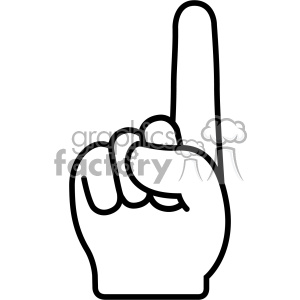 number one hand vector outline clipart.