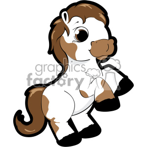 cartoon little pony with brown hair vector clip art clipart.