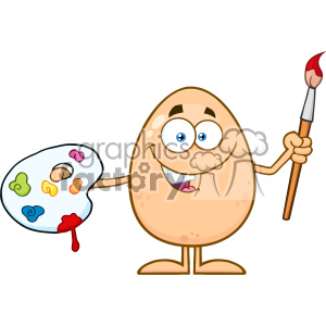 10940 Royalty Free RF Clipart Smiling Egg Cartoon Mascot Character Holding A Paintbrush And Palette Vector Illustration clipart. Royalty-free image # 403396
