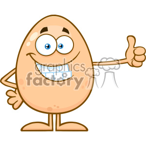10944 Royalty Free RF Clipart Smiling Egg Cartoon Mascot Character Showing Thumbs Up Vector Illustration clipart. Royalty-free image # 403426