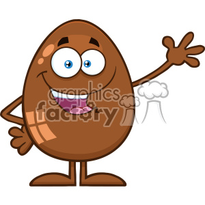 10955 Royalty Free RF Clipart Chocolate Egg Cartoon Mascot Character Waving For Greeting Vector Illustration clipart. Royalty-free image # 403431