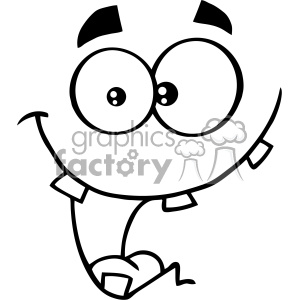 10904 Royalty Free RF Clipart Black And White Crazy Cartoon Funny Face With Smiling Expression Vector Illustration clipart. Royalty-free image # 403506