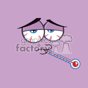 10880 Royalty Free RF Clipart Sick Cartoon Funny Face With Tired Expression  And Thermometer Vector With Violet Background clipart #403536 at Graphics  Factory.