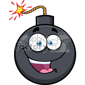 10812 Royalty Free RF Clipart Happy Bomb Face Cartoon Mascot Character With Expressions Vector Illustration
