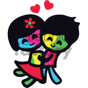 clipart - love sticker characters girl and boy.