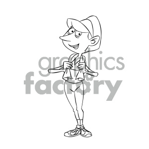 black and white cartoon woman in fitness outfit clipart. Royalty-free image # 404146