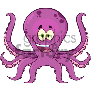 Royalty Free RF Clipart Illustration Happy Octopus Cartoon Mascot Character Vector Illustration Isolated On White Background clipart. Royalty-free image # 404208