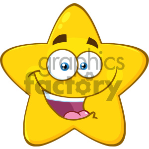 clipart - Royalty Free RF Clipart Illustration Happy Yellow Star Cartoon Emoji Face Character With Expression Vector Illustration Isolated On White Background.