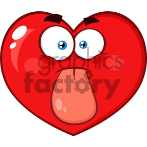 Red Heart Cartoon Emoji Face Character Sticking His Tongue Out Vector Illustration Isolated On White Background