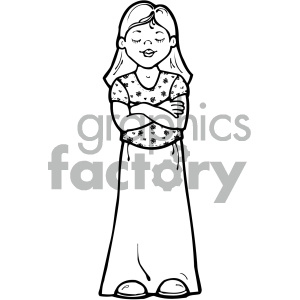 black white cartoon girl art clipart. Royalty-free image # 405298