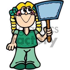 cartoon girl holding sign clipart. Royalty-free image # 405318