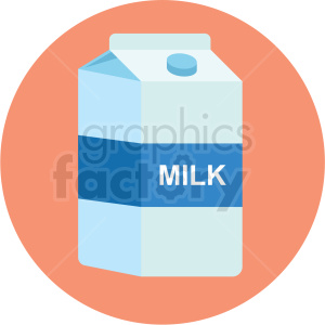 milk carton icon with peach circle background clipart. Commercial use image # 406033