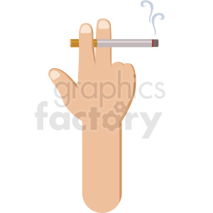 hand smoking cigarette vector flat icon clipart with no background .