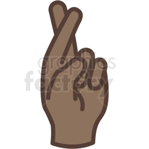 african american hand with fingers crossed vector icon clipart.