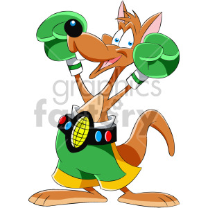 clipart - cartoon kangaroo boxer.