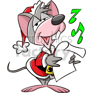 cartoon santa mouse singing clipart. Commercial use image # 407354
