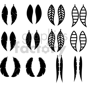 feather earring templates svg cut file clipart.