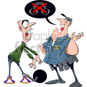 police arrest people cartoon criminal laugh handcuffs ball+chain evidence