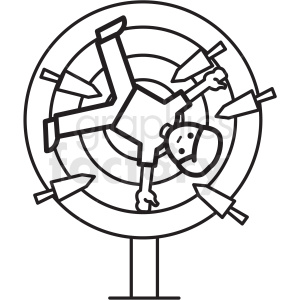 man on knife throwing target icon clipart.