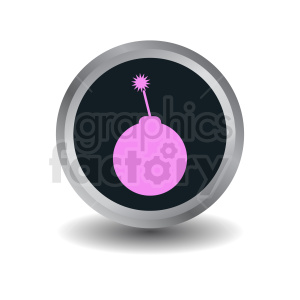 pink bomb on circle button icon clipart.