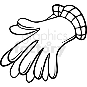 clipart - cartoon gloves black white vector clipart.