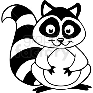 clipart - cartoon raccoon black white vector clipart.