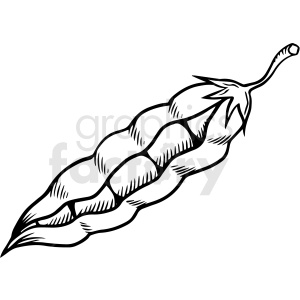 black and white cartoon peapod vector clipart clipart. Commercial use image # 411731