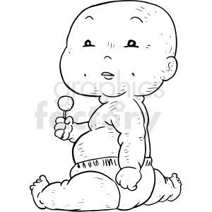 fat baby holding a sucker tattoo design black and white tattoo design vector clipart. Royalty-free image # 412891