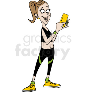 clipart - woman laughing at her phone vector clipart.