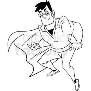 clipart - black and white cartoon doctor wearing cape vector clipart.
